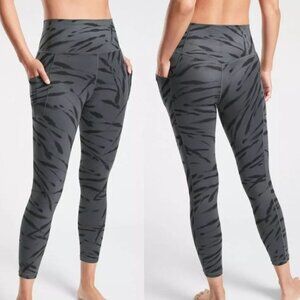 Athleta Size M Salutation Stash Pocket II 7/8, Zebra Print